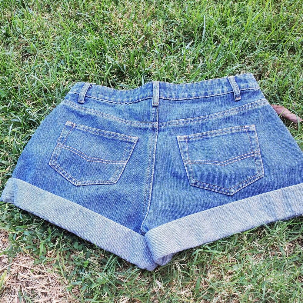 Cider Women's High Waist Rolled Cuff Denim Shorts Casual Stretch Jean Size M - Picture 2 of 4